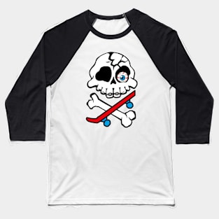 Mutant Skater skull logo Baseball T-Shirt